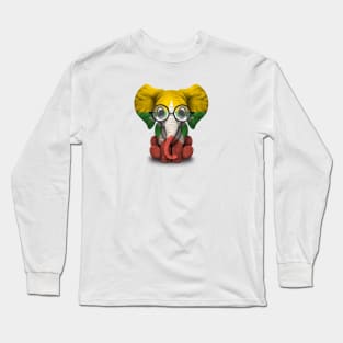 Baby Elephant with Glasses and Myanmar Flag Long Sleeve T-Shirt